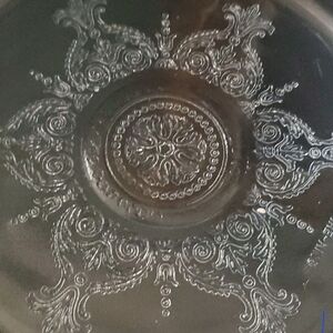 Fire King Clear Glass Etched Floral Serving Plate - Clear